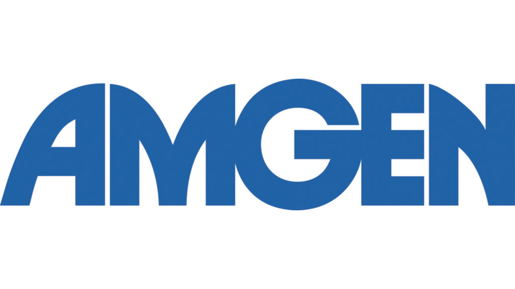 Logo that says "Amgen" in blue text