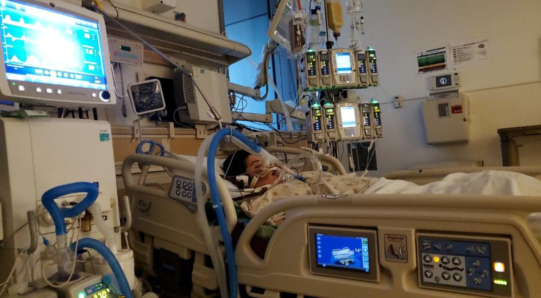Photo of Ezra un hospital bed