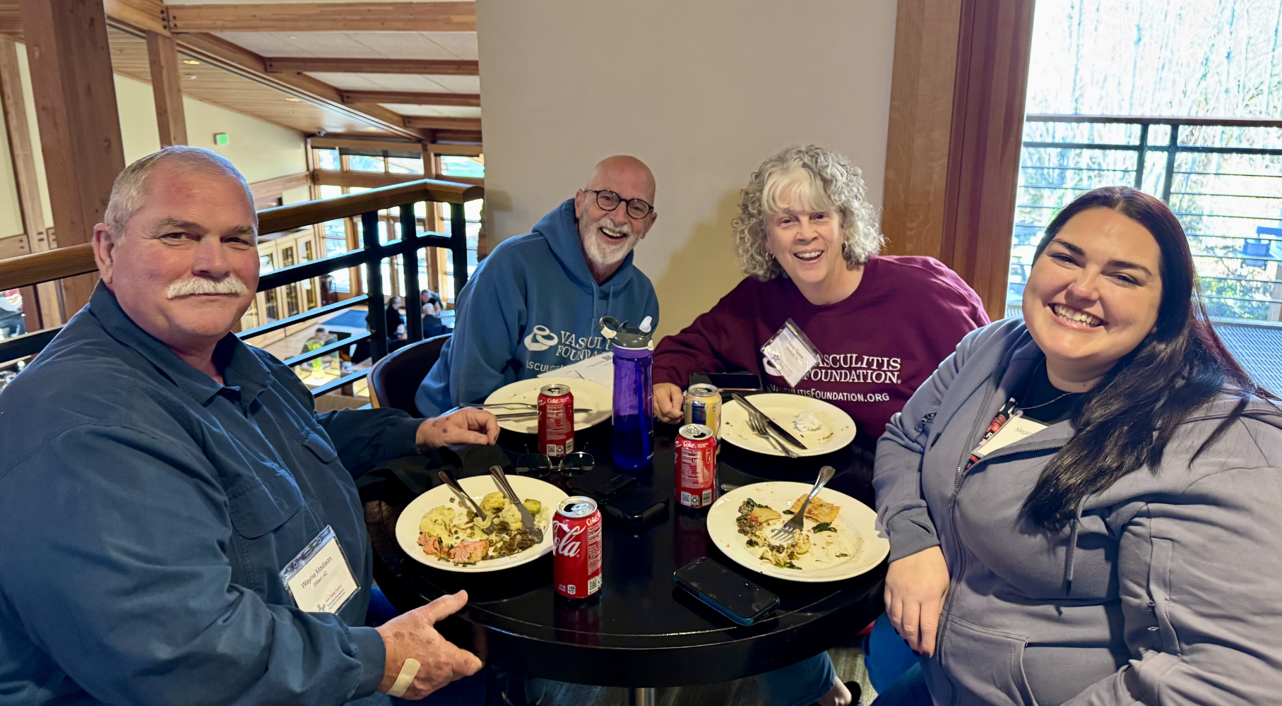 Megan pictured having dinner with family