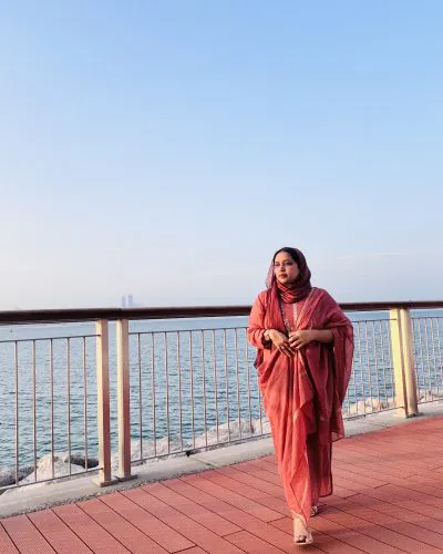 Sahala Sufair pictured outside by the water